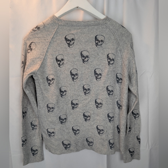 Tory Burch Skull Print Cashmere Sweater Size M In VGUC - Picture 7 of 13